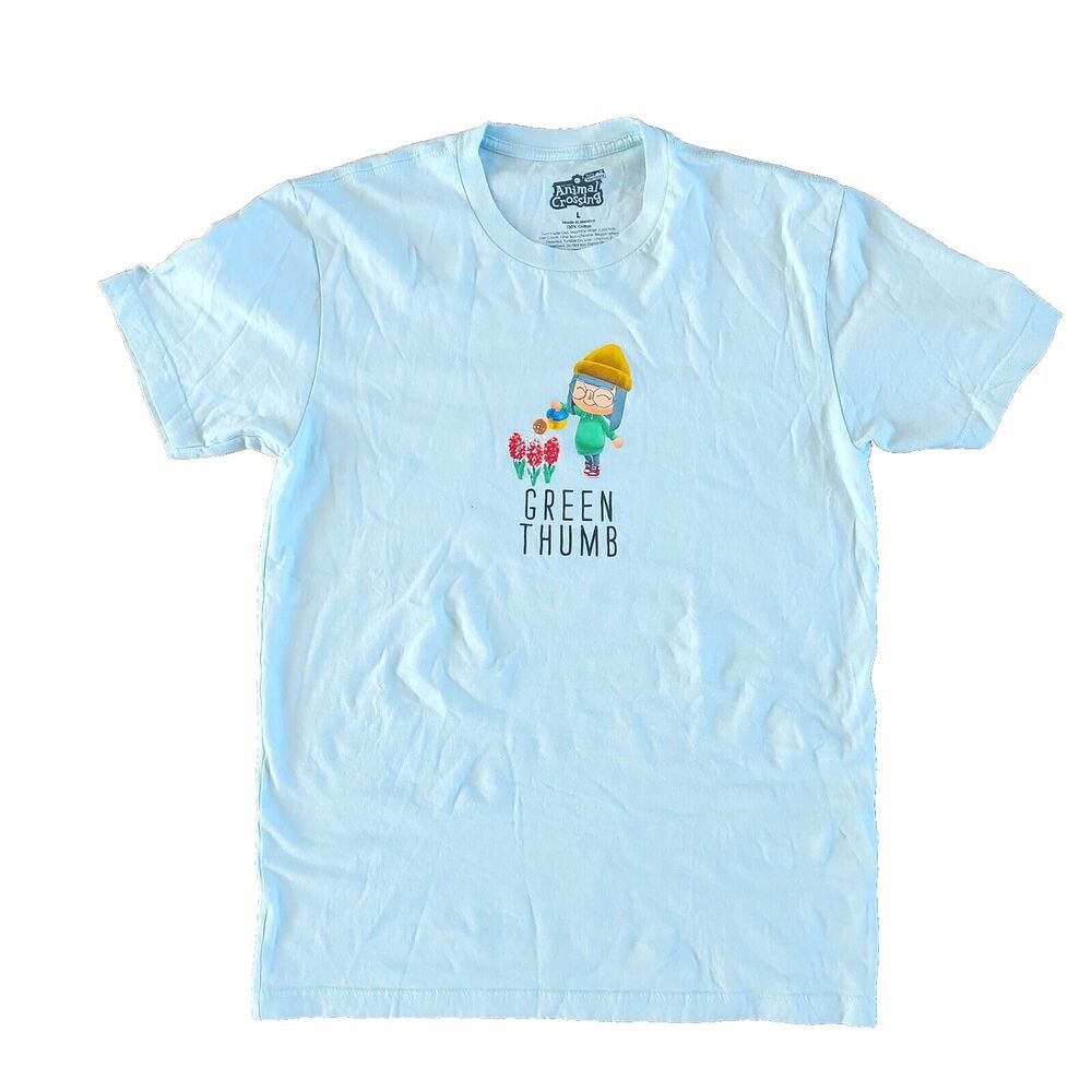 Animal Crossing Video Game Green Thumb Light Blue Watering Adult Size Large